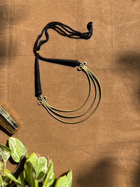 Golden 3 layered Dhokra necklace